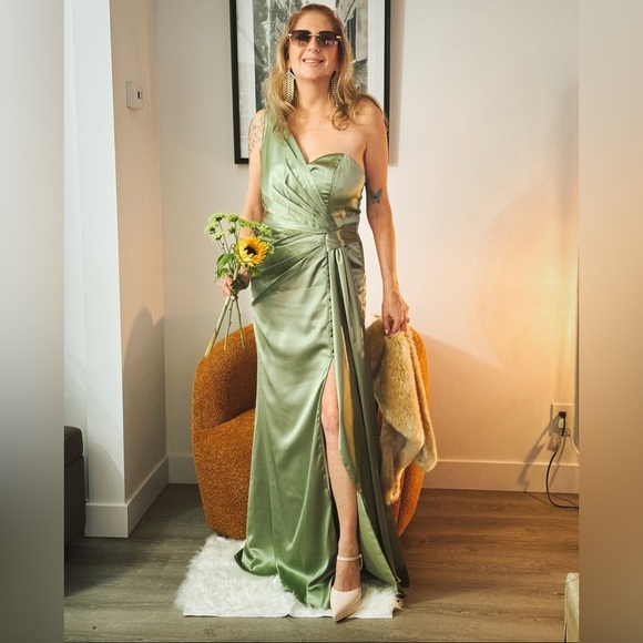 Satin Sage Green Prom/Formal/Bridesmaid Dress - Picture 4 of 4
